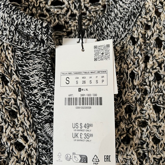 Zara Gray Knit Women's Sweater with Gold Accents - Picture 5 of 10